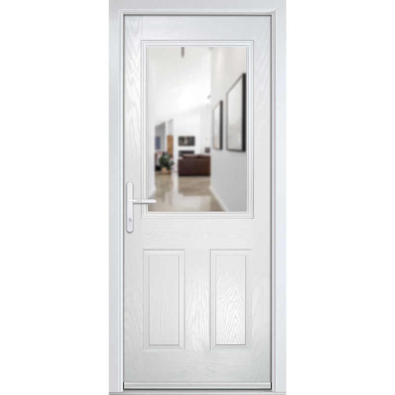 Crystal GRP Front door Back Door White 920mm x 2090mm Open in Left hand Clear Glass, Right, White, 89mm x 209mm