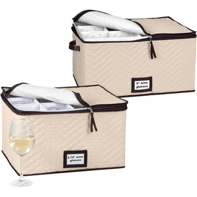 Wine Glass Storage 2 Sizes With Dividers. Each Holds 12 Glasses Up To 10" Tall