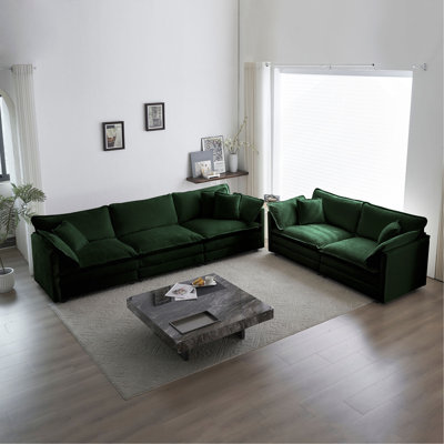 Sofa Set Of 2 Chenille Couch 23 Seater Sofa Set Deep Seat Sofa Modern Sofa Set For Living Room