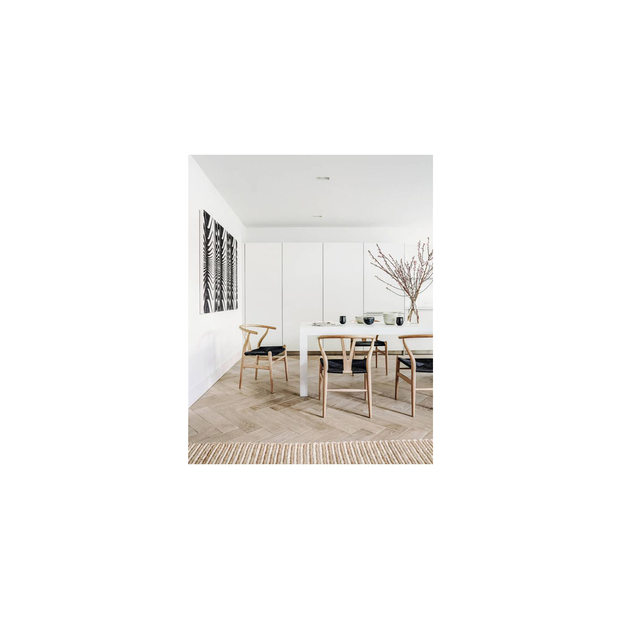 Baruti Wooden Wicker Dining Chair, Beige/Black