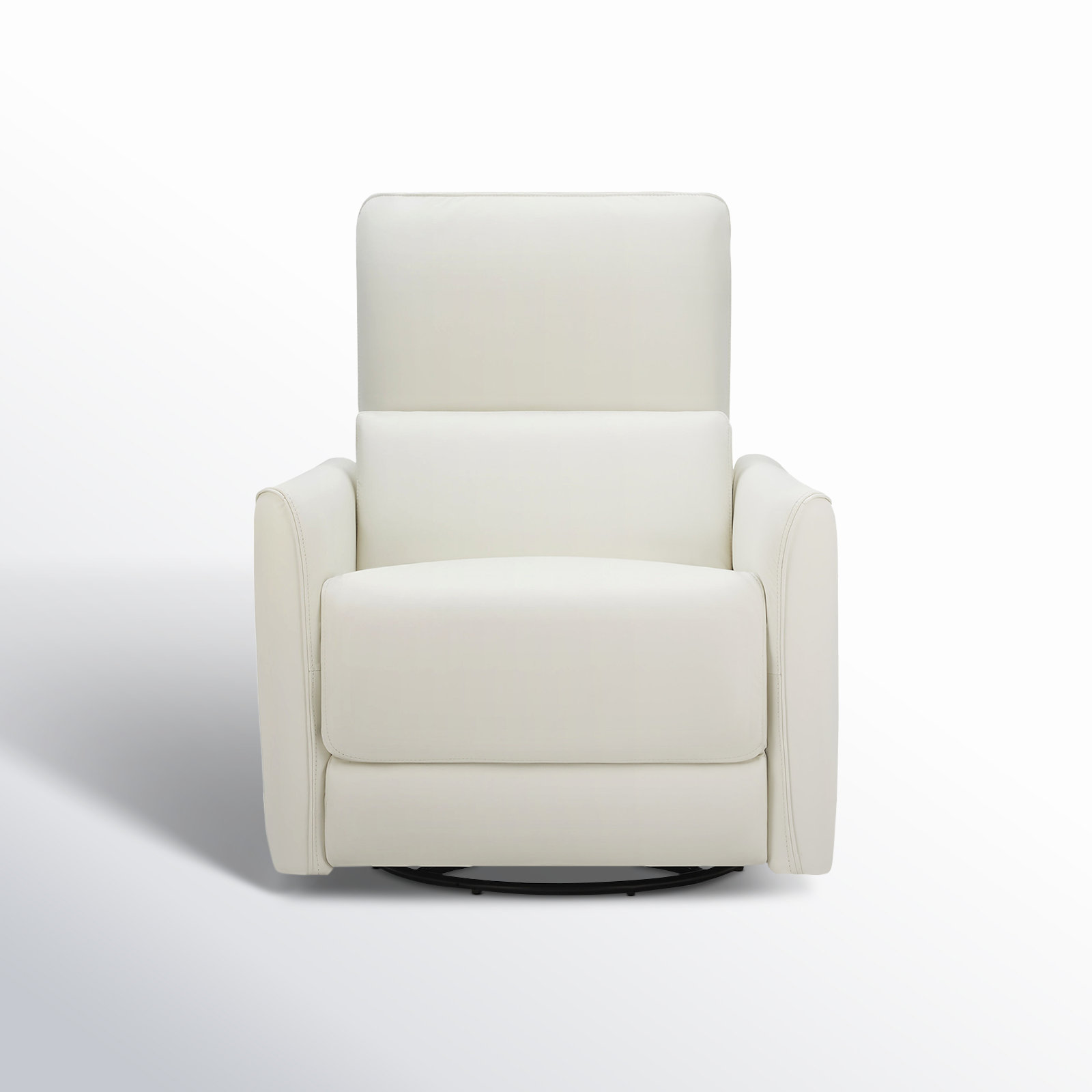 Santo Genuine Leather Swivel Power Recliner, Impression White Top Grain Leather