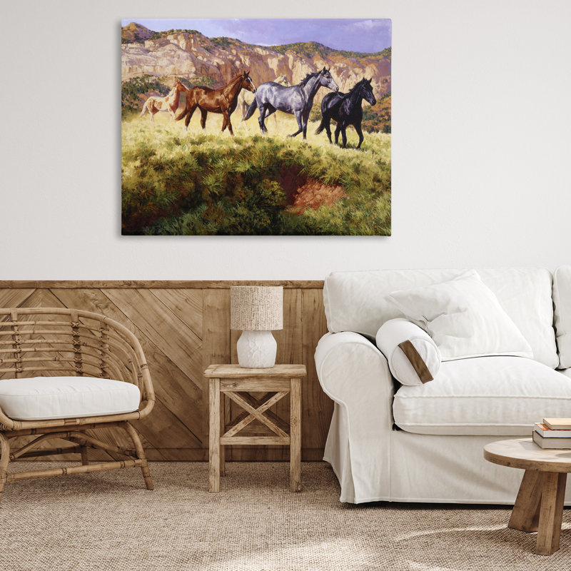 «Mixed Horses & Desert Mountains», art mural par Claire Goldrick, H 36 po x l 48 po