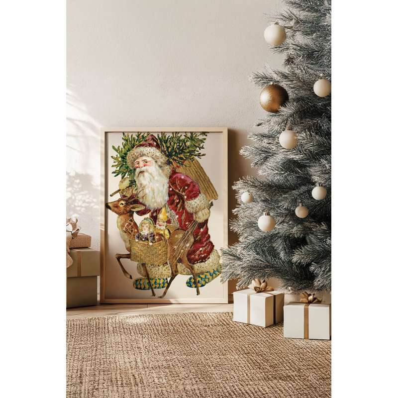 «Festive Christmas», peinture encadrée décorative de 13,0 po x 19,0 po | Cadre 100% bois massif (épaisseur: 0,8 pouce), œuvre d'art 100% MDF | Impression numérique pour des couleurs vives, décoration murale parfaite pour la maison et le bureau