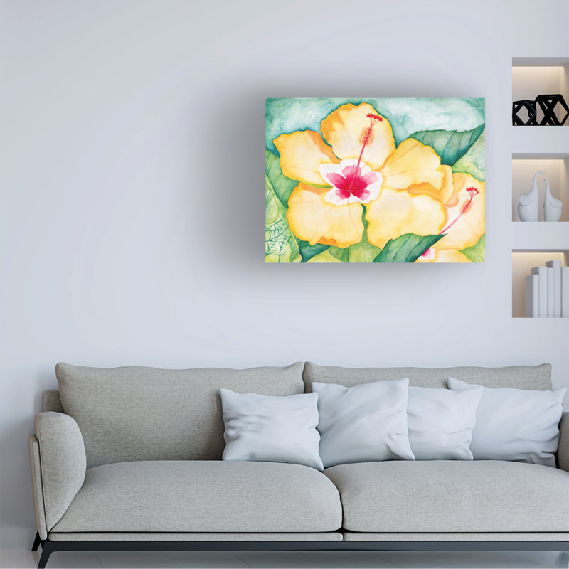 «Yellow Hibiscus» par Deborah Eve Alastra, impression sur toile non encadrée, H 14 po x l 19 po x P 2 po