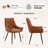 Dining Chairs Set of 4, Camel Faux Leather Dining Room Chair, Metal Kitchen Chairs with Gold Mesh Texture and Black Sanded Legs, Flat Back Upholstered Chair (Camel, Set of 4)-1405357624-1405357627