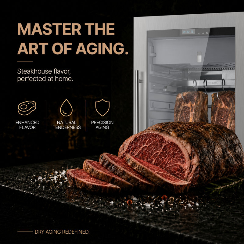  Ca'Lefort 24" Meat Aging Refrigerator 8.23 cu.ft Compact Dry Aging Fridge for Steak & Beef Meat, Built-in Dry Aging Refrigerator with Lockable Door, Dual Fan Circulation, UV Sterilization, Humidity & Temperature Control Professional Dry Aging Fridge