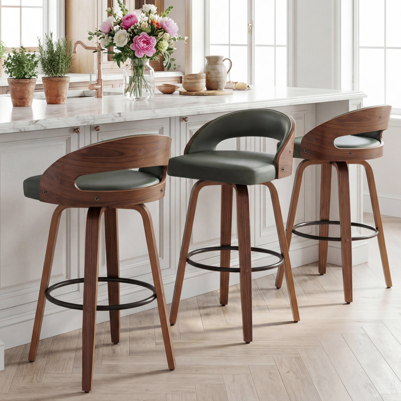 Ensemble de tabourets pivotants 3 pièces Carmavy, Brun, Tabouret de bar (siège d'une hauteur de 25 po)