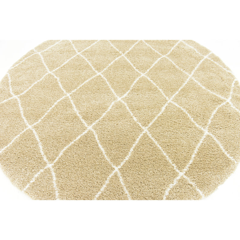 Geometric Shag Area Rug, Round 244cm
