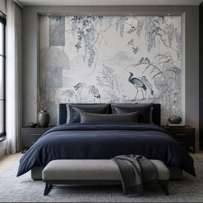 Chinoiserie Wallpaper Watercolor Birds Wall Mural