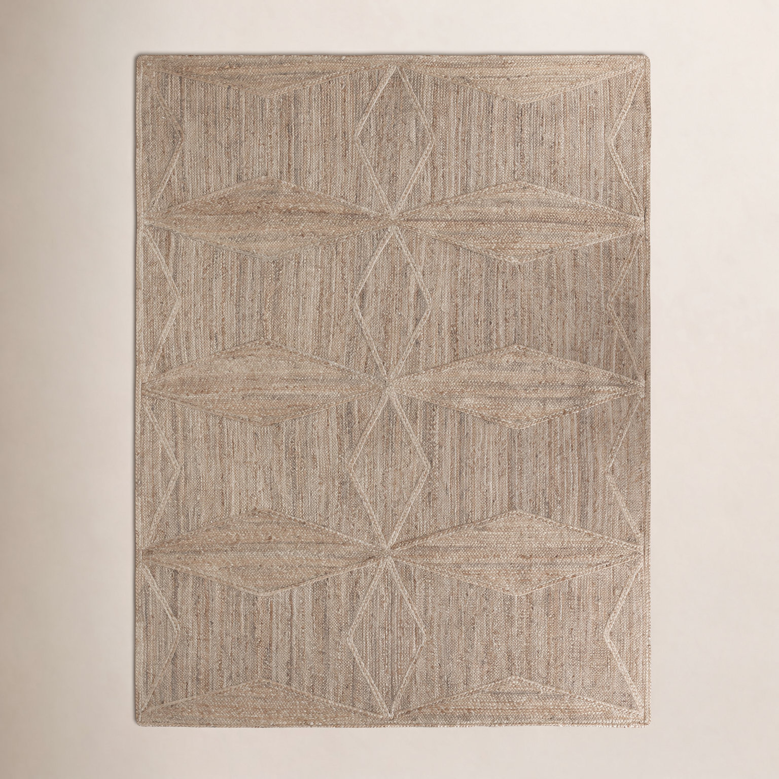 Knox Beige Hand-Woven Geometric Jute Rug, Rectangle 9' x 12'