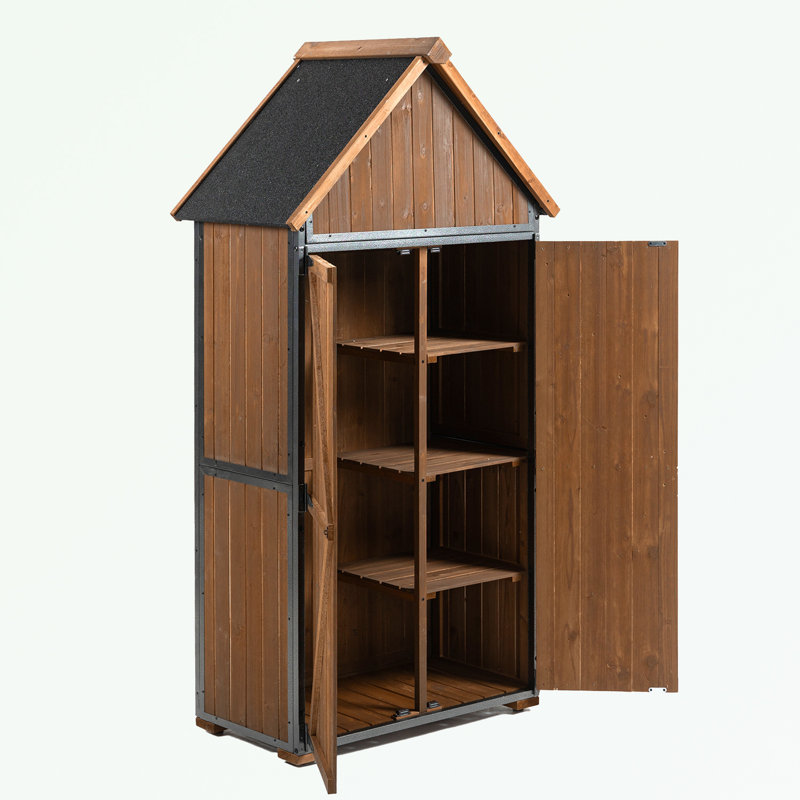 Armoire de rangement extérieure avec tablette et portes doubles