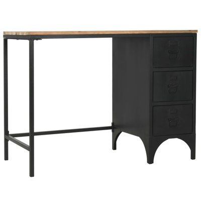 Parkhur Solid Wood Top Metal Base Computer Desk