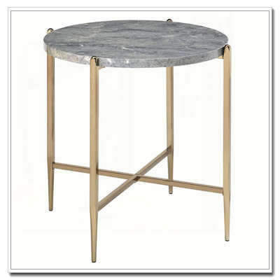 Table de bout ronde grise et champagne