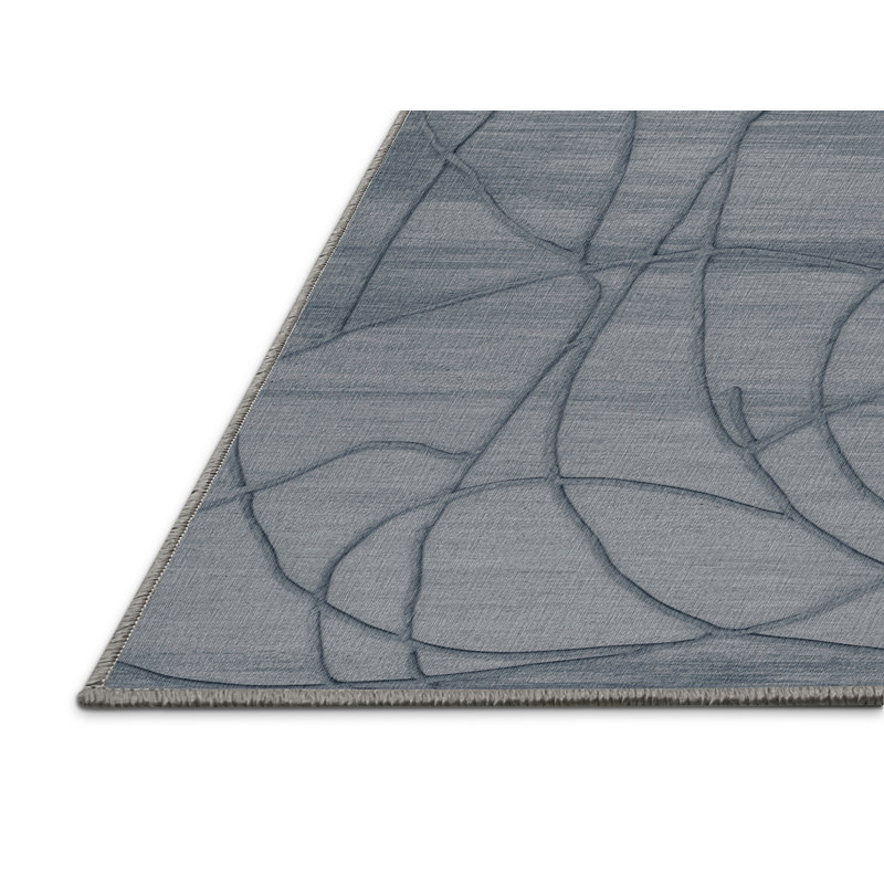 Machine Washable Abstract Gray Area Rug, Rectangle 8' x 12'