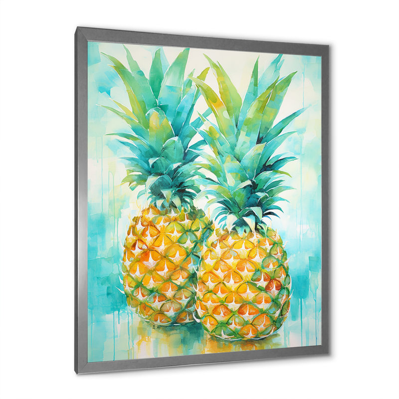 «Exotic Pineapple Oasis III», reproduction sur toile, Cadre photo argenté, H 44 po x l 34 po x P 1,5 po