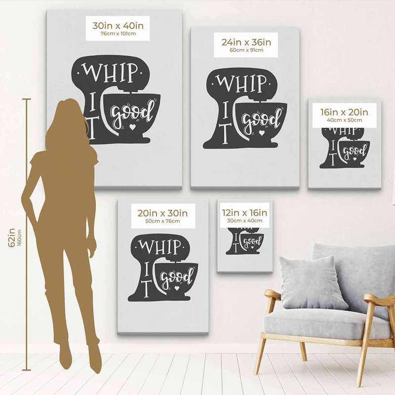 " White Whip It Good ", 16" H x 12" W, Black Framed
