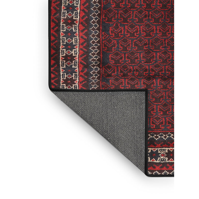 Tapis traditionnel rouge / noir, Rectangle 4 pi x 6 pi