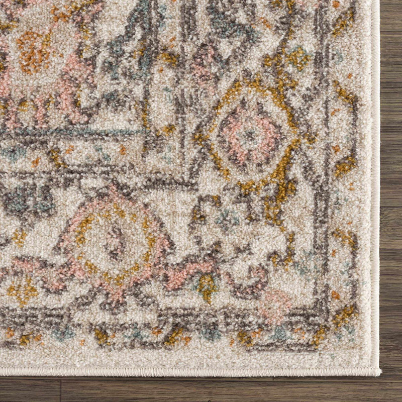 Cyenthia Oriental Machine Woven Polypropylene Area Rug in Brown, Rectangle 6'7" x 9'