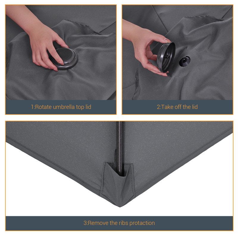 Parasol Sawyer, Gris foncé, 84.6" H x 90" W x 90" D