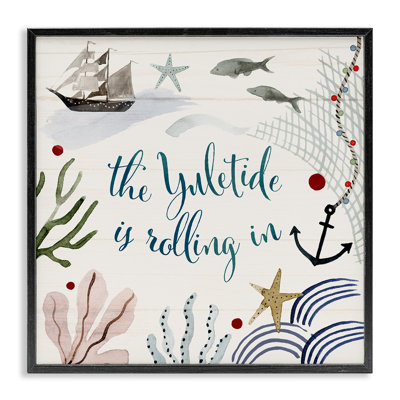 Nautical Yuletide Christmas Phrase Giclee Art by Victoria Barnes