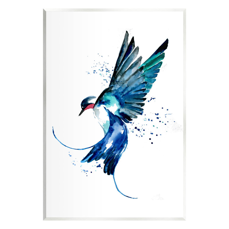 «Blue Bird Flying Wings» par Sebastian Grafmann, H 15 po x l 10 po x P 0,5 po, Toile tendue