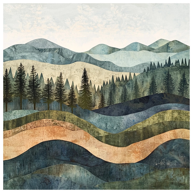 Layered Mountain Landscape Duvet Covers, King