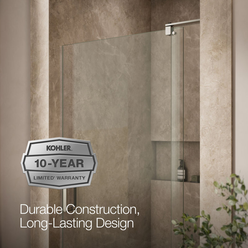 Revel 44'' x 70'' Pivot Shower Door with CleanCoat® Technology, Crystal Clear, Anodized Brushed Nickel