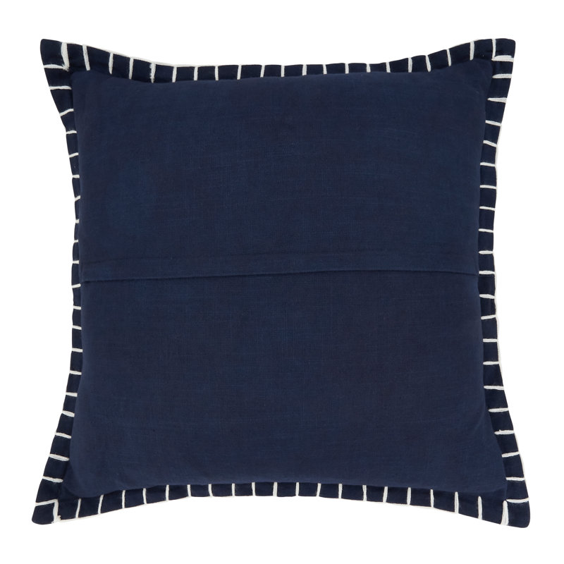 Persephone Collection Cotton Throw Pillow, Down Blend, Navy Blue
