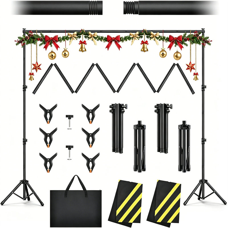 Adjustable Backdrop Stand 10X7.5 Ft, Photo Studio Back Drop Adjustable Stand，For Party, Wedding, Dectoration, Background Stand