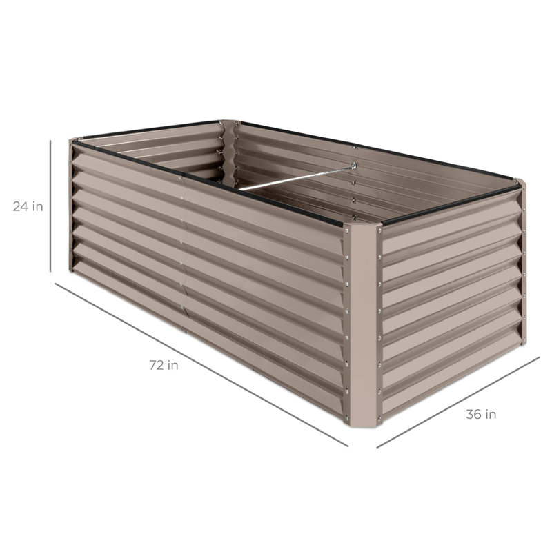 Rosonda Outdoor Metal Raised Planter Box, Gray, 24" H x 72" W x 36" D