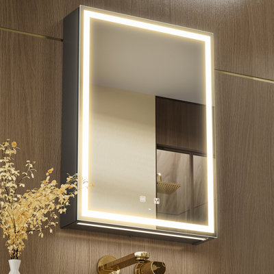 David-Christian LED Lighted Bathroom Medicine Cabinet with Mirror, Defogger, Dimmer, Outlets & USBs