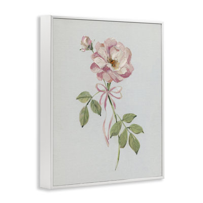Zinnia rose avec ruban, estampe numérique, design par Sally Swatland