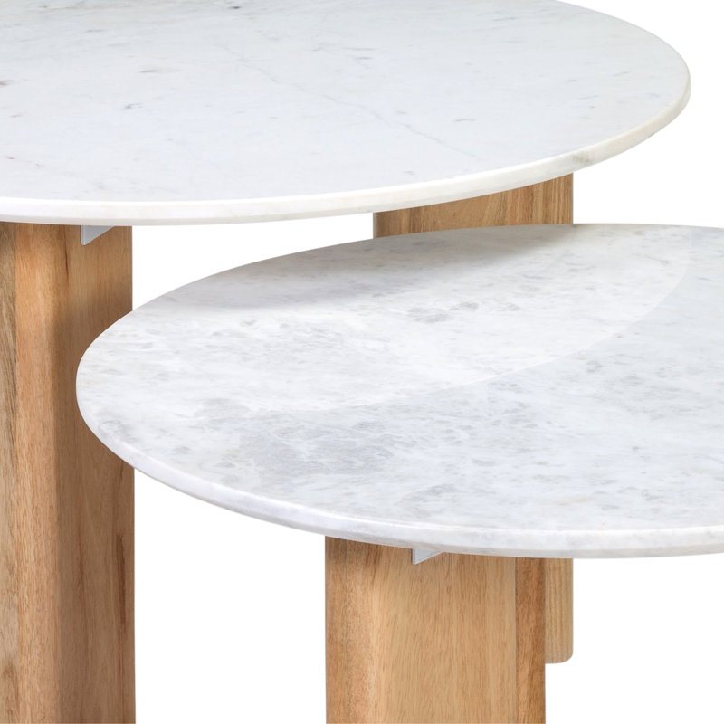 Table basse en marbre blanc Bryn Banswara (ensemble de 2)