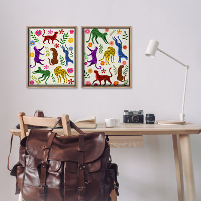 Ensemble de 2 toiles flottantes encadrées à motif floral par Regina Moore
