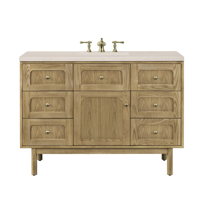 Laurent 48'' W Single Vanity, Light Natural Oak, Ethereal Noctis, 8" Widespread
