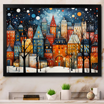 Orange Bubble Village Art Deco - City Art Deco Wall Art