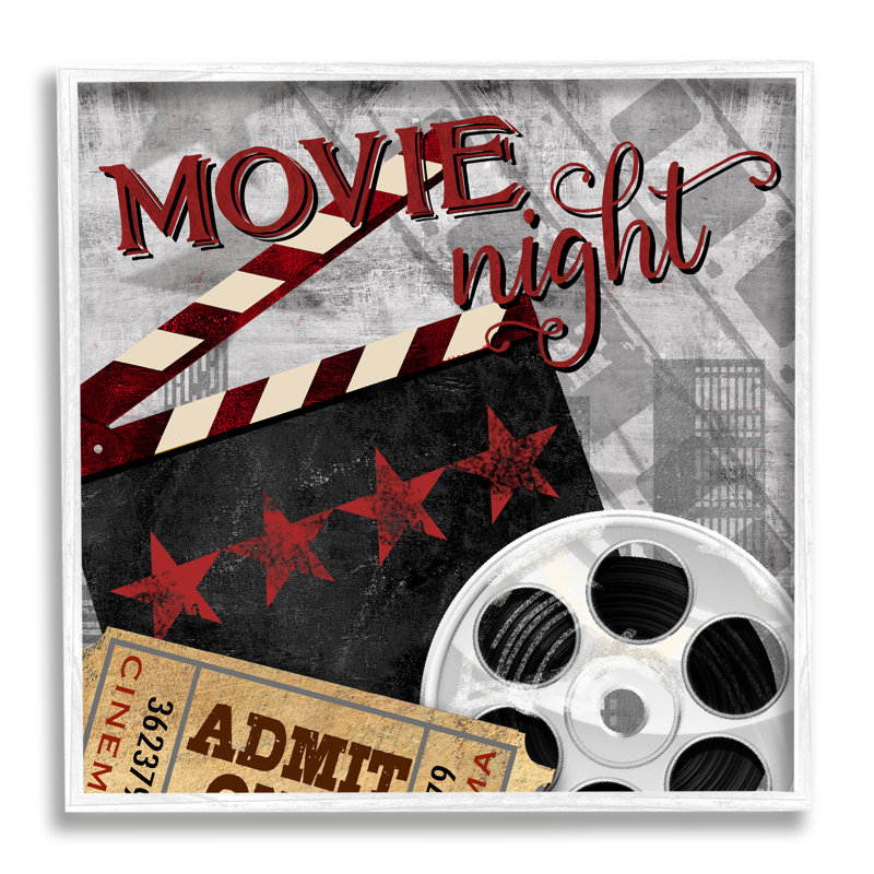 «Movie Night», «Bobine de divertissement» par Conrad Knutsen - impression sur bois encadrée, H 24 po x l 24 po