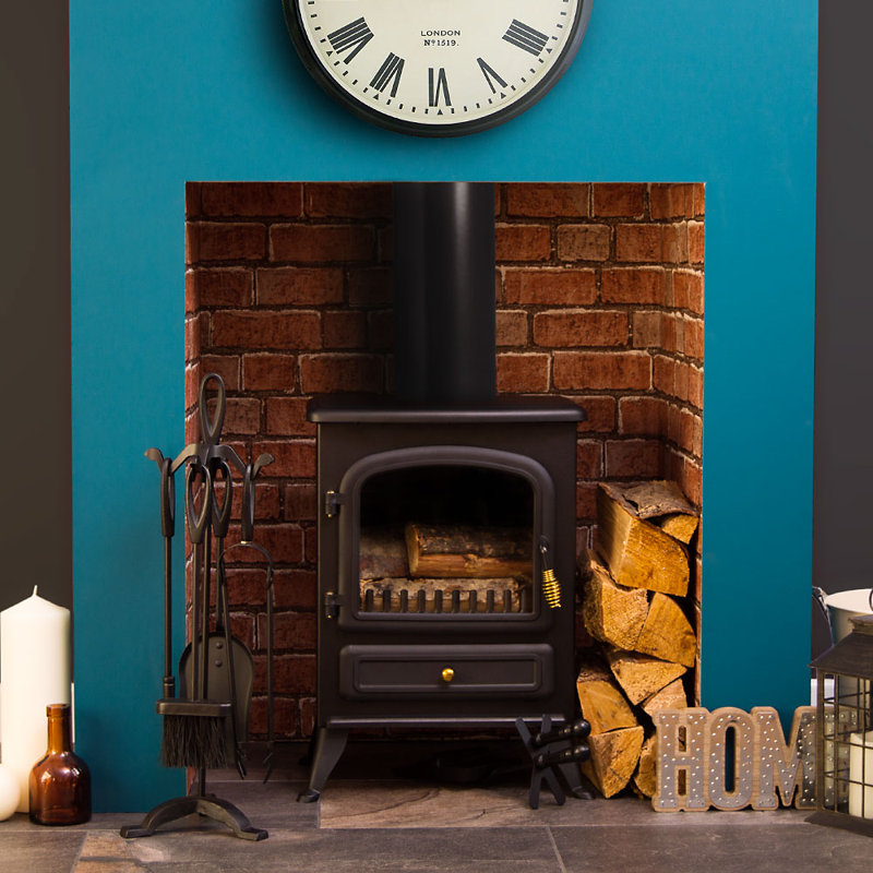 Leonie Steel Fireplace Tool Set, Black, 52.5 cm H x 21 cm W x 20 cm D