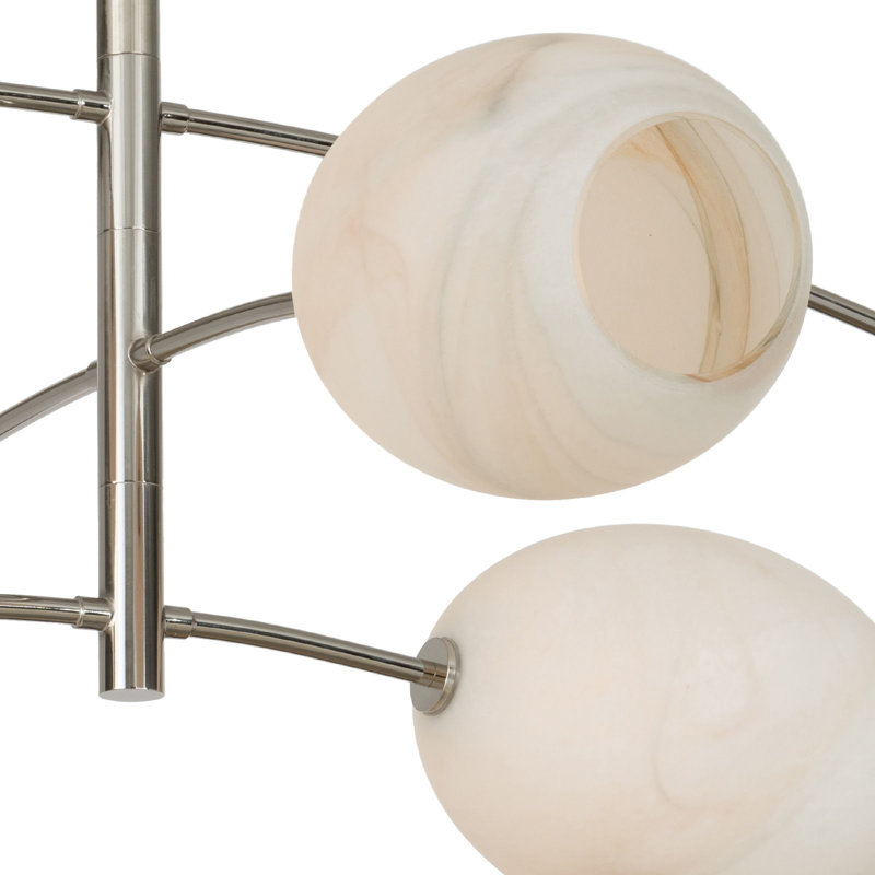 Artemis Chandelier, Polished Nickel, Alabaster