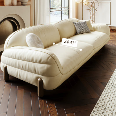 Creamy white Genuine Leather Modular Sofa