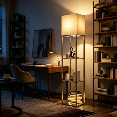 Floor Lamp With Shelves, Modern Shelf Lamp For Display Storage
