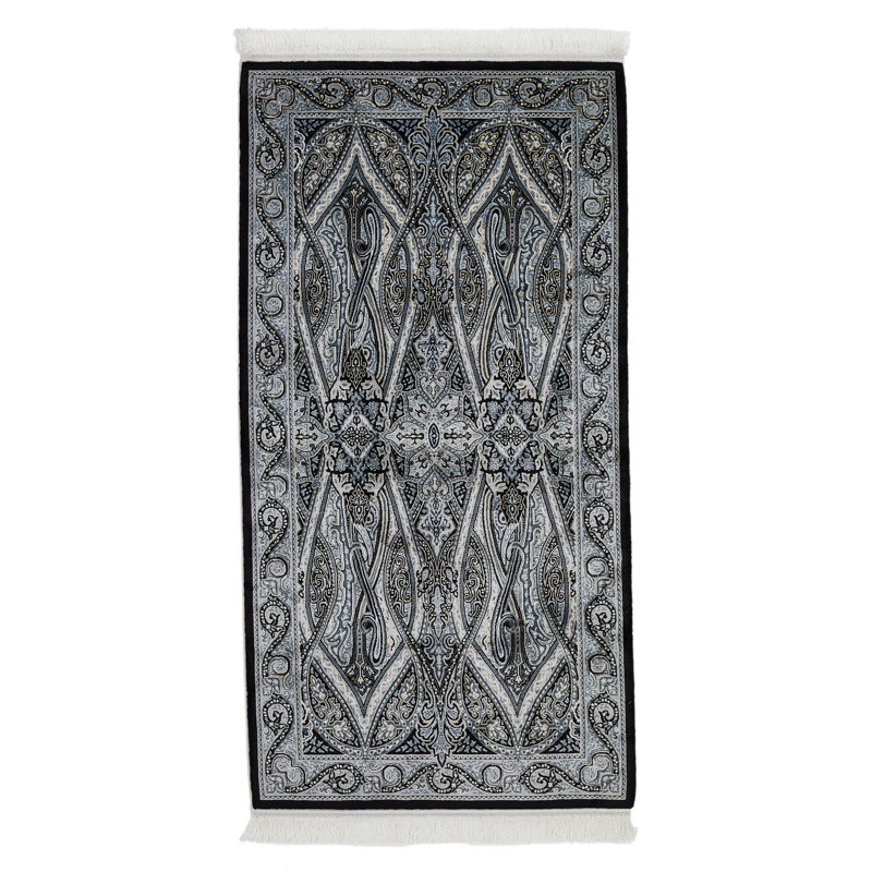 Tapis turc noir et ivoire 3x5