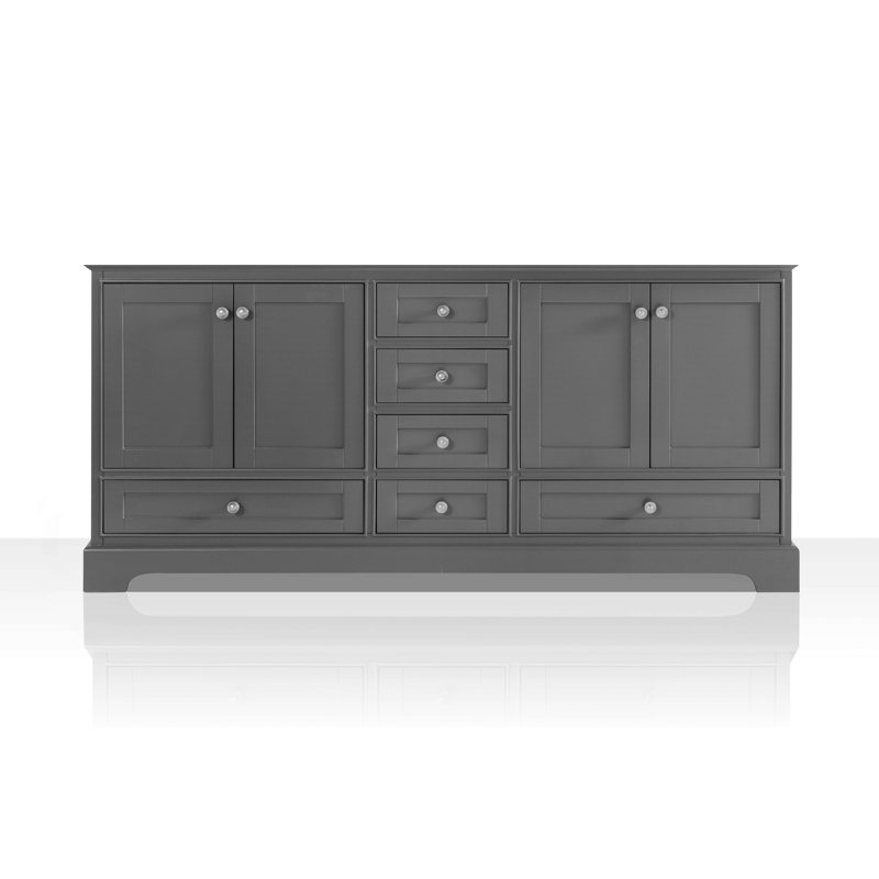 Ensemble de meuble-lavabo double 72 po Audrey, Carrare blanc, Nickel, Gris saphir