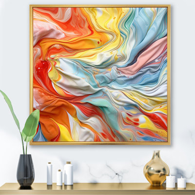Orange et bleu, couches d'émotion encadrées sur toile