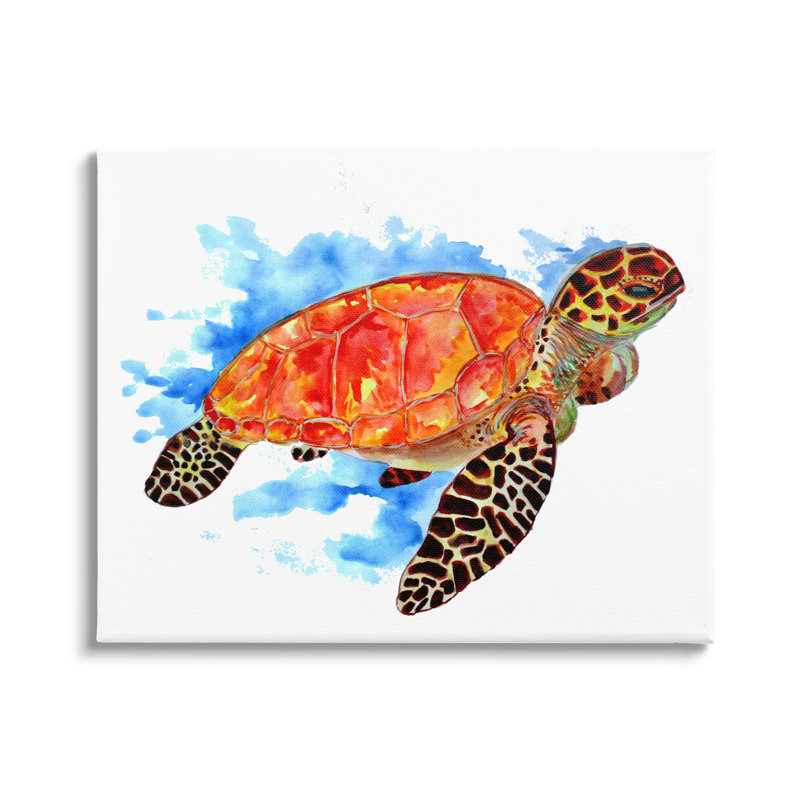 «Bold Orange Nautical Turtle», art mural par Sebastian Grafmann, H 16 po x l 20 po x P 1,5 po