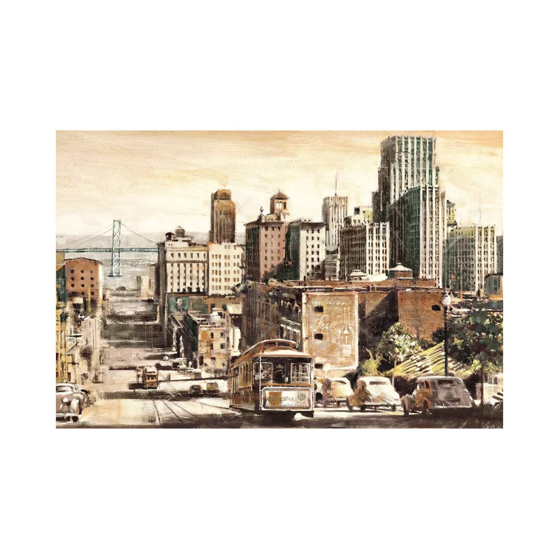 San Francisco View To Bay Brid by Matthew Daniels - Painting on Canvas, Wrapped Canvas, 30.48 cm H x 45.72 cm W