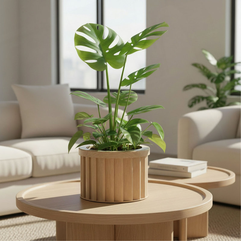 Round Strata Planter MD, Beige, 6.25" H x 8.38" W x 8.38" D