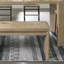 Banc rembourré moderne de style contemporain avec coins arrondis et finition chêne