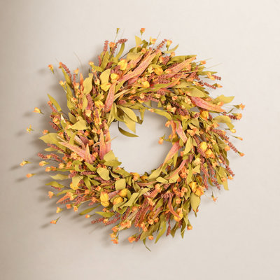 24" Handcrafted Foliage, Berry Thanksgiving Wreath