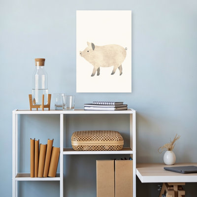 Sweet Little Pig Modern Rustic Abstract Animal Landscape Wall Art Print 1 Piece Wrapped Canvas Wall Art